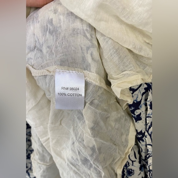 HOUSE OF HARLOW 1960 Blue White Cotton Tiered Sleeveless Maxi Dress Size XS Boho - Picture 11 of 15